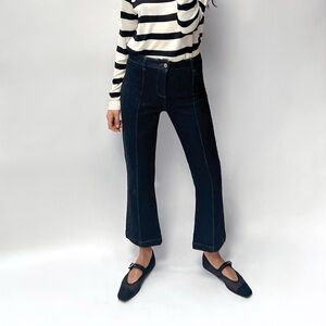Zara Mini Flare Dark Blue Crop Jeans